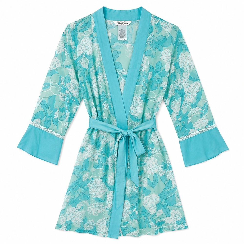 Fair Sheer Floral Robe Turquoise XL Sky Clouds Flowers Fairy Ethereal Whimsy